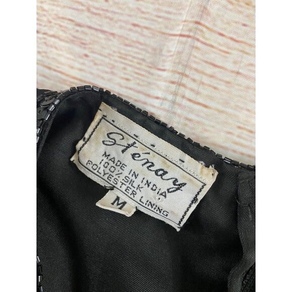 Vintage Stenay Women's Black Silk Sequin Top - Medium - Picture 8 of 12